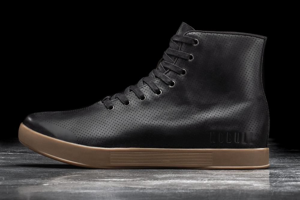 NOBULL Men's High-Top Gum Leather Training Shoes - Black - Ireland (4902BAOTJ)